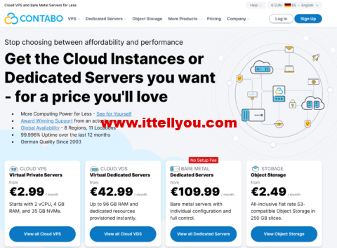 Contabo：德国/日本/新加坡/美国vps，2核/4GB/100G SSD/16TB流量/100Mbps带宽，€2.99/月