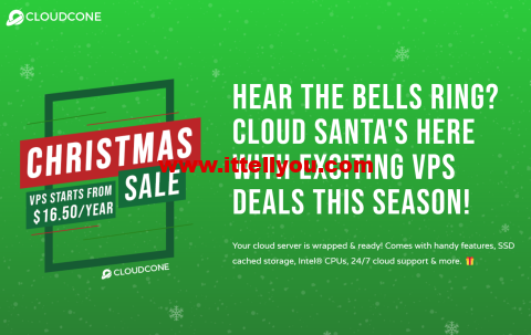 #圣诞节促销#cloudcone：美国便宜VPS，2核/1G内存/50G硬盘/3000G流量/1Gbs带宽，.5/年