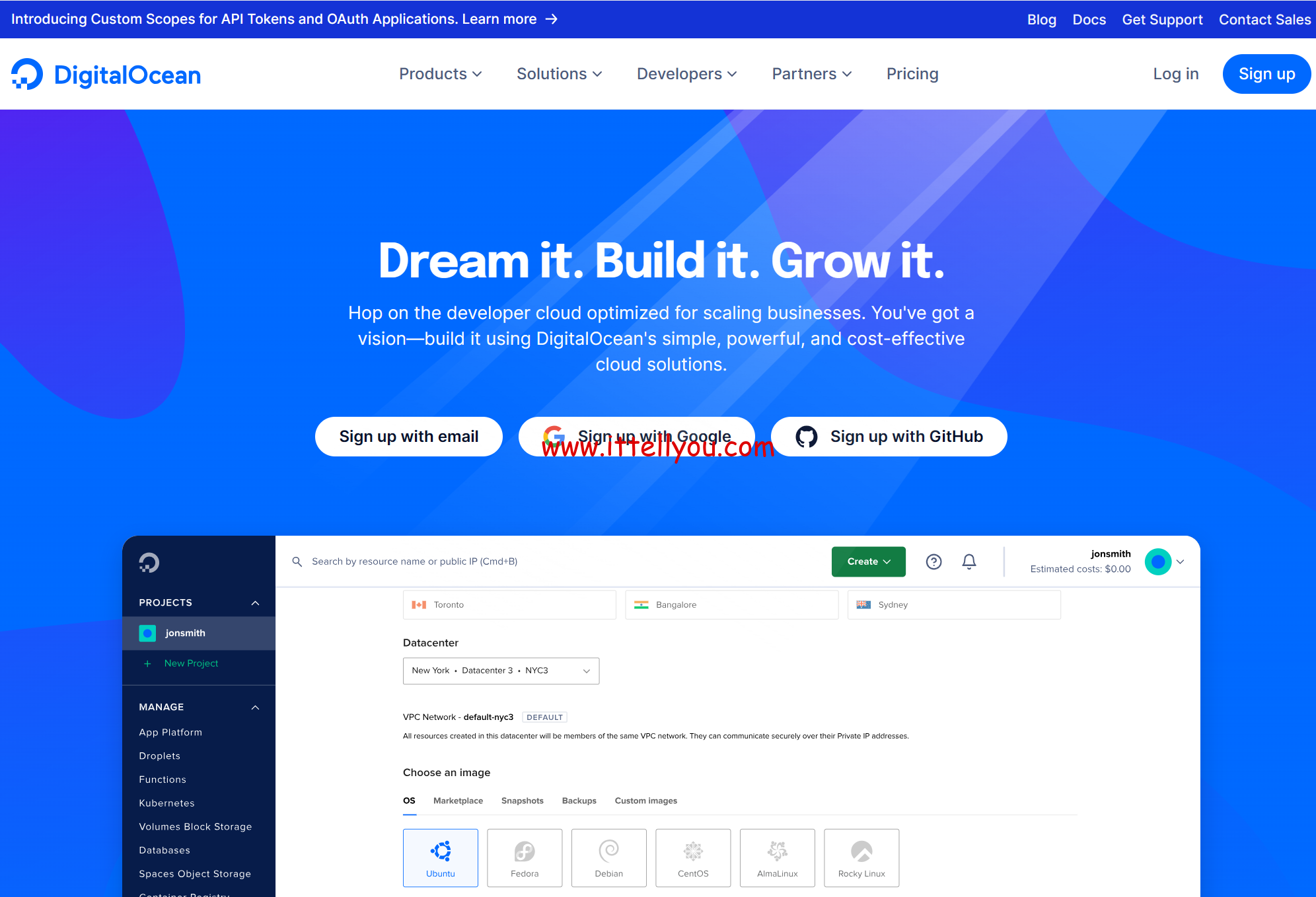 DigitalOcean：新注册赠送200美元，可选9个机房云服务器，$4/月起(按小时计费$0.006/小时起)