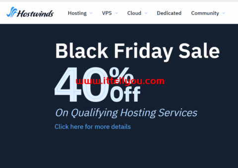 #黑五#Hostwinds：托管型VPS/虚拟主机，6折优惠，.9/月起，免费换IP@IPv4提供512个C段，可选美国/荷兰机房