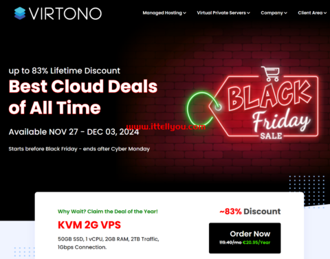 #黑五#Virtono：全场vps，月付5折/年付4折，1核/1GB特价€20.95/年，可选日本/新加坡/香港/美国/英国等29个数据中心