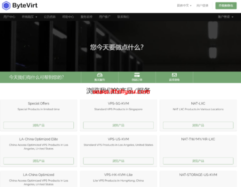ByteVirt：洛杉矶vps，1核/1GB/20GB SSD/1TB@500Mbps，/月，AS9929线路