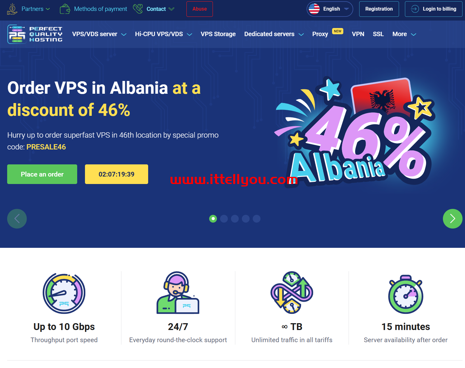 PQHosting：新上阿尔巴尼亚机房VPS，5.4折优惠，1~10Gbps不限流量，€3.12/月起