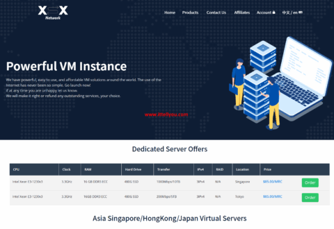 XSX：新加坡独服，E3-1230v3/16GB/480GB SSD/10TB@1Gbps/3IP，.75/月