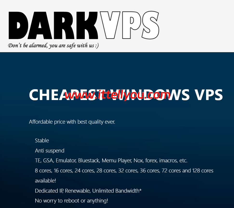 darkvps：美国windows VPS，1核/1GB/30GB/1Gbps不限流量，$4/月