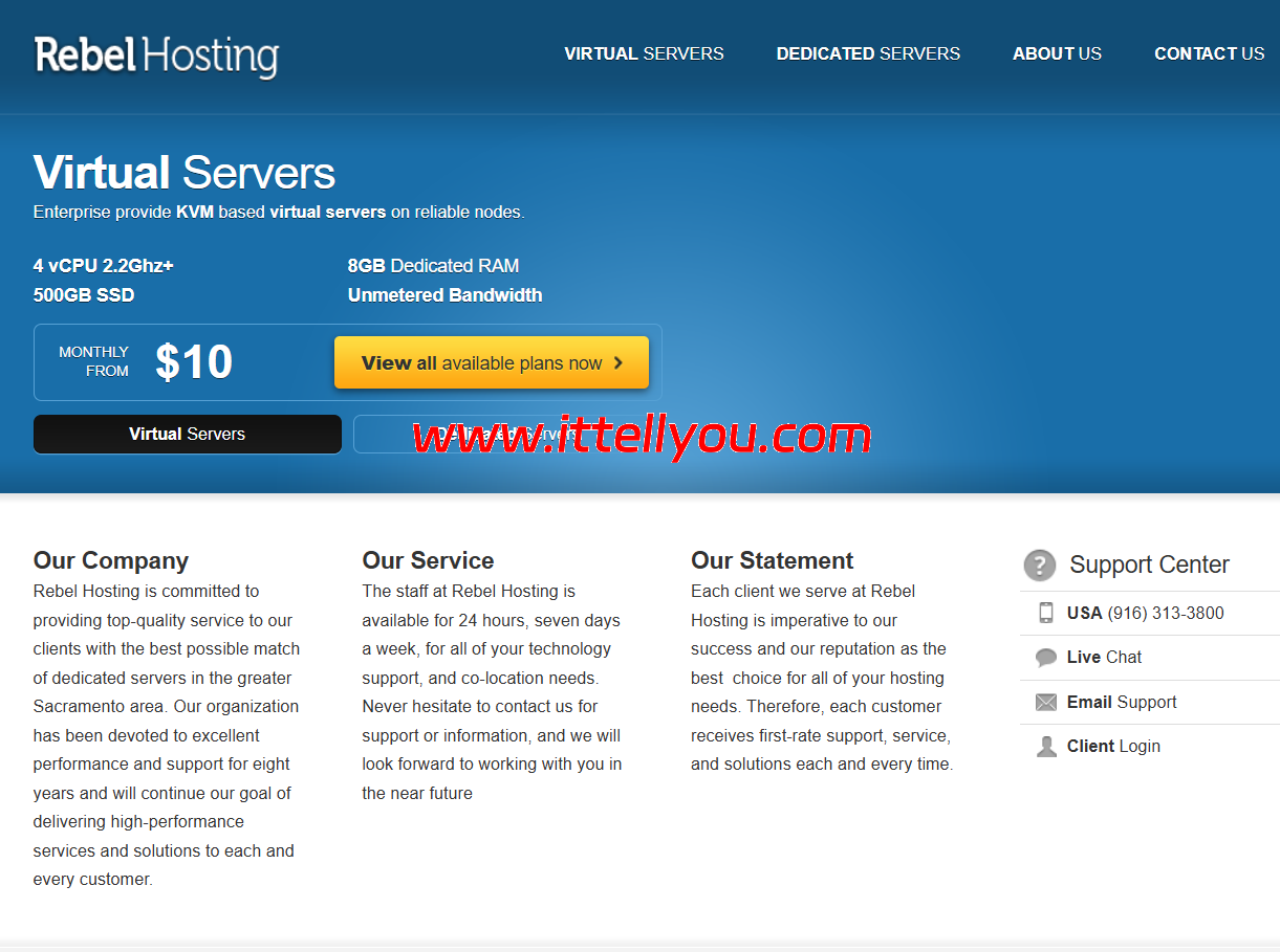 RebelHositng：加州独服，E5-2650L/32GB内存/960GB SSD/500M不限流量，$30/月