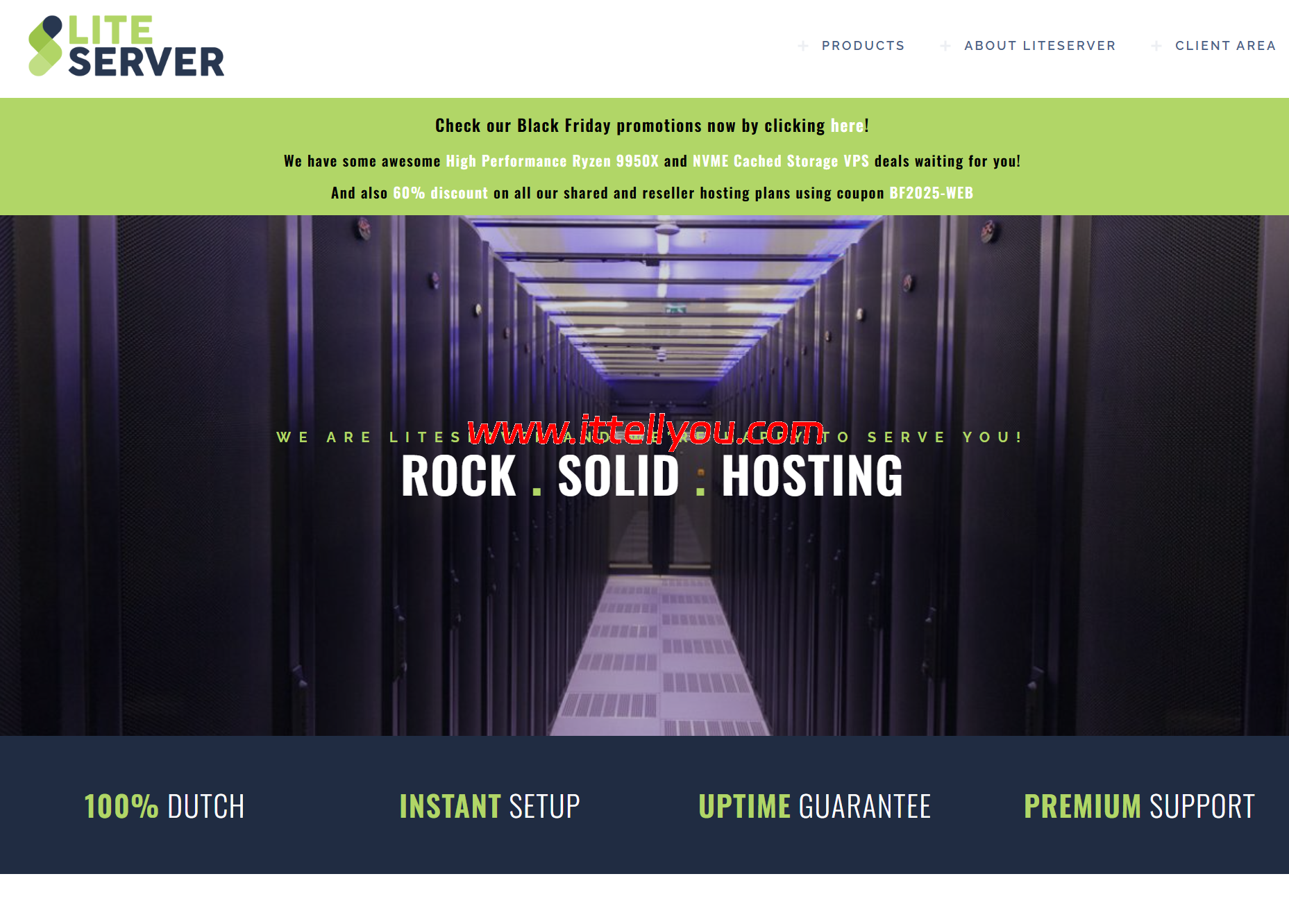#黑五#LiteServer：荷兰VPS，AMD EPYC@1核/2GB/700GB/40TB@2.5Gbps带宽，€30/年