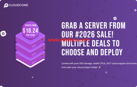 #Hashtag 2026 Sale#CloudCone：洛杉矶vps，2核/1GB/50GB/3TB流量/1Gbps带宽，.24/年