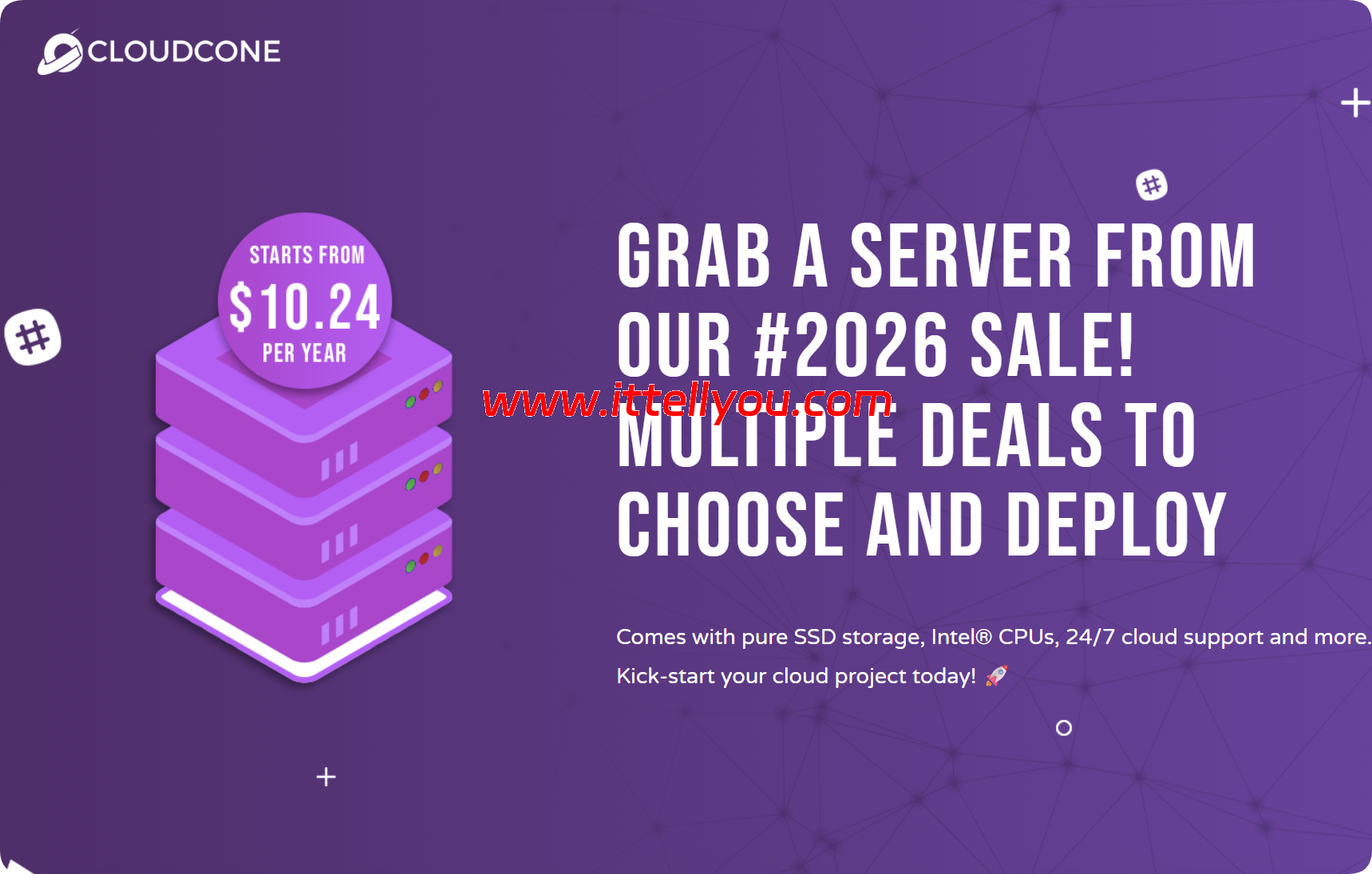 #Hashtag 2026 Sale#CloudCone：洛杉矶vps，2核/1GB/50GB/3TB流量/1Gbps带宽，$10.24/年