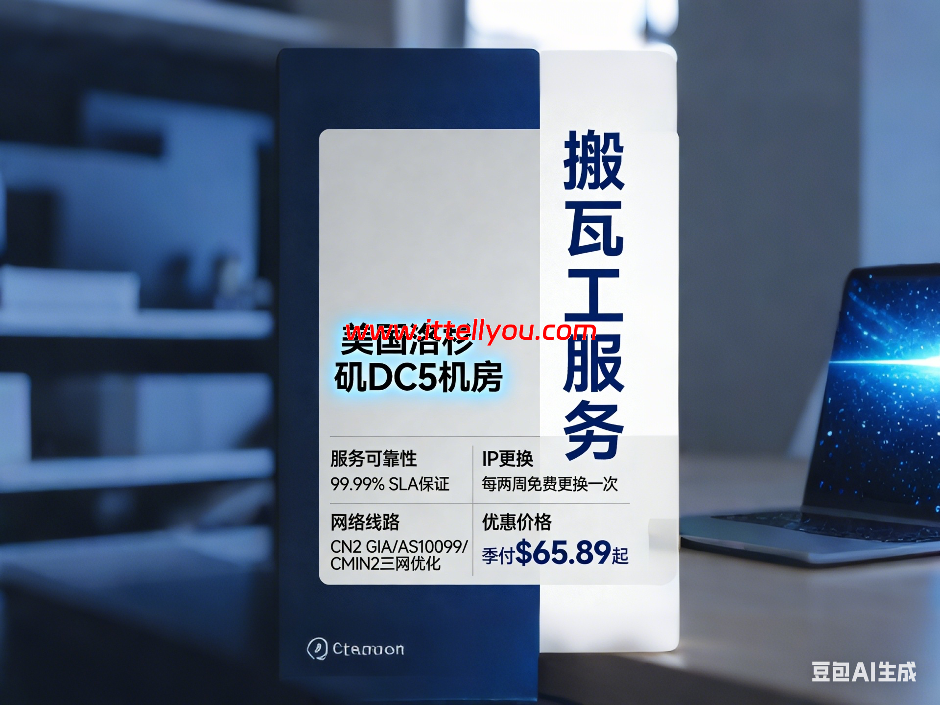 搬瓦工：美国洛杉矶 DC5机房，sla保证99.99%，每两周可免费更换一次IP，CN2 GIA/AS10099/CMIN2三网优化，季付$65.89起