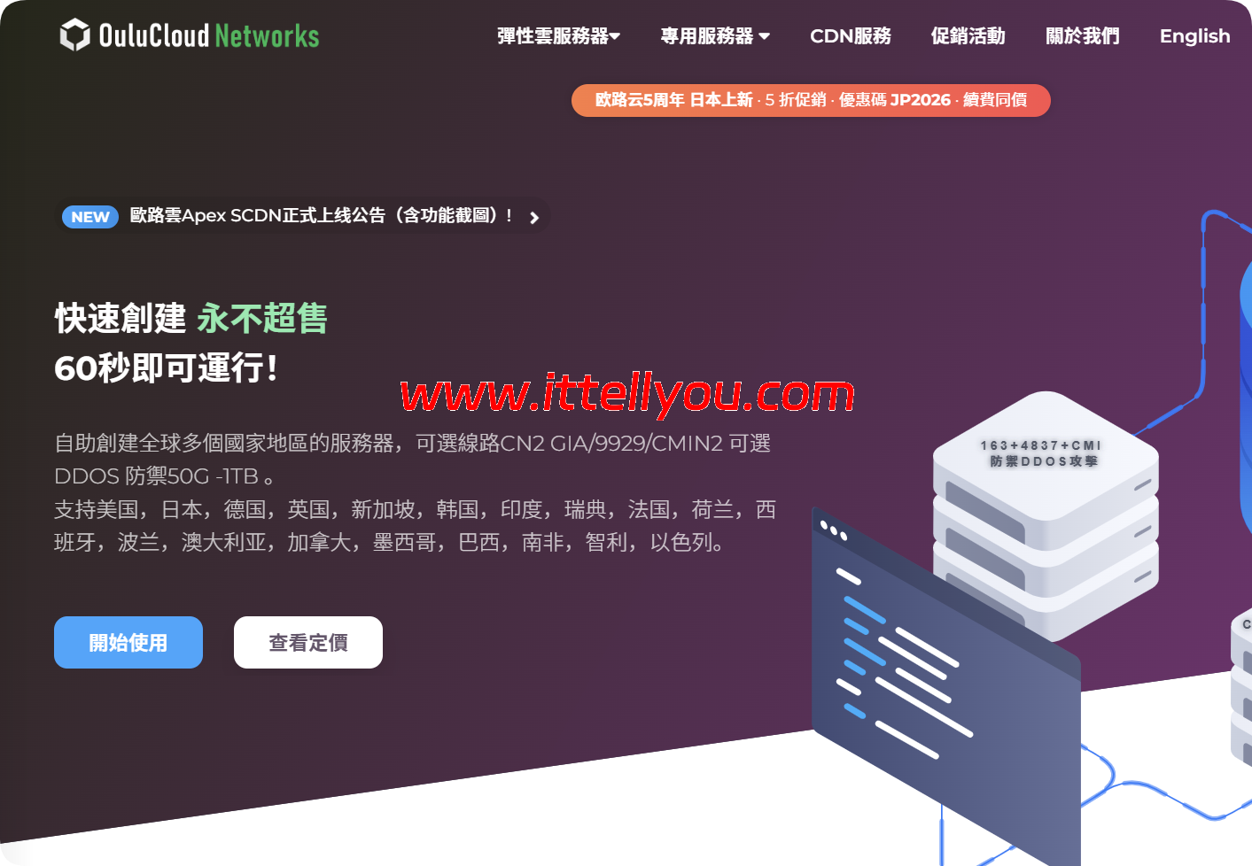 OULUCLOUD：新上日本东京机房，5折优惠，$2.5/月起，中国直连优化网络